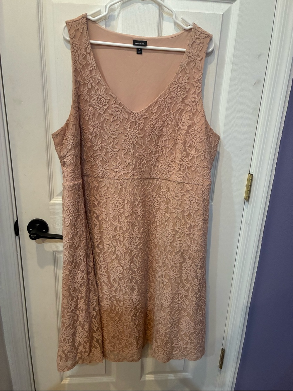 torrid Dusty Rose Lace V-Neck A-Line Dress - Picture 3 of 16